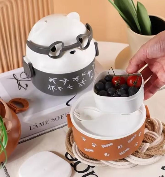 Cute Teddy Cartoon Tiffin Box – Keep Your Lunch Fresh with Adorable Style