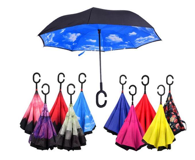 Double Layer Strong Waterproof Umbrella with C-Shape Handle