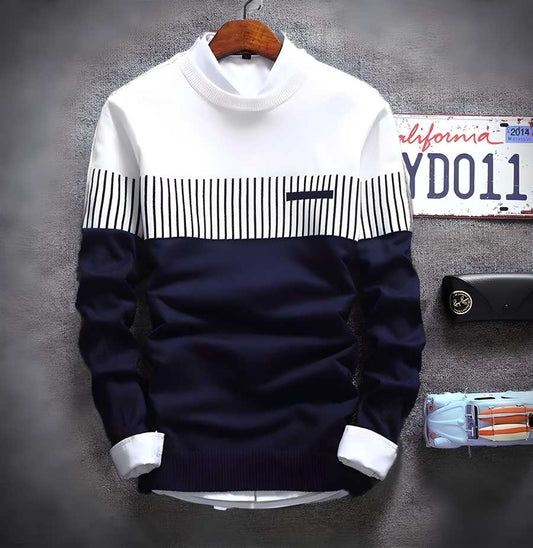 Men's Cotton Color Block Full Sleeves T-Shirt: Blue Edition